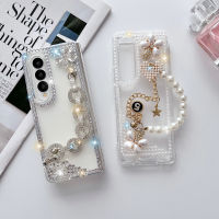 YIQIAN for Samsung Galaxy Z Fold 4 5G Glitter Bling Case, Women Girls 3D Handmade Sparkle Stunning Stones Crystal Diamond Bling Rhinestones Hard PC Phone Case for Z Fold 4