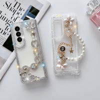 YIQIAN for Samsung Galaxy Z Fold 4 5G Glitter Bling Case, Women Girls 3D Handmade Sparkle Stunning Stones Crystal Diamond Bling Rhinestones Hard PC Phone Case for Z Fold 4 mnb