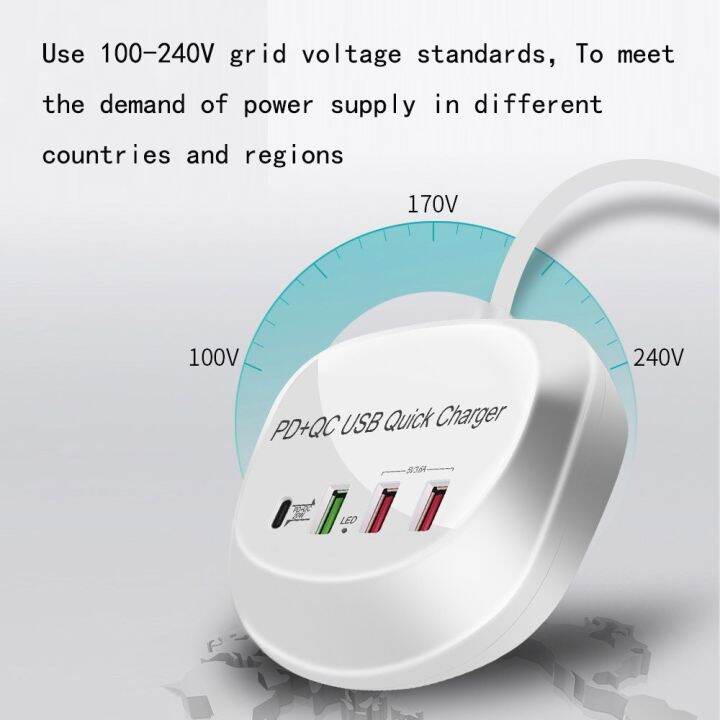 ที่ชาร์จไฟใน-usb-qc3-0-pd-40w-เครื่องชาร์จเร็ว-usb-4พอร์ตฮับต่อพ่วงแท่นชาร์จที่ชาร์จความเร็วสูงเครื่องชาร์จโทรศัพท์ที่เดินทาง