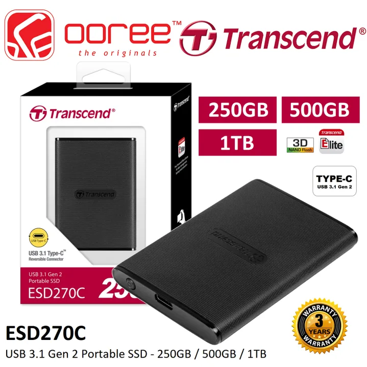 品多く Transcend 外付けSSD ポータブルSSD 1TB 耐衝撃 高速データ転送 ESD370C トランセンド メーカー3年保証  TS1TESD370C