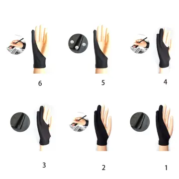 Black 2 Finger Anti-Fouling Glove For Any Graphics Drawing Tablet