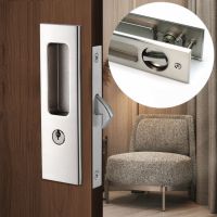 WOLFBIRD Invisible Sliding Barn Door Locks Handle with Keys for Sliding Barn Wooden Door Furniture Hardware (Sliver) Door Hardware