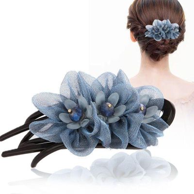 Korean fashion silk yarn flower cloth hairpin curler hairpin headwear exquisite hair accessories