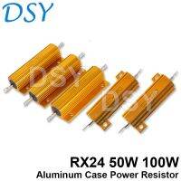 【DT】hot！ RX24 50W 100W Aluminum Metal Wirewound Resistor 0.01R   100K 6 8 10 20 200 1K 10K Ohm Fixed Resistance