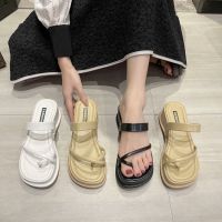 Pull-toe Slippers Women To Wear Outside Summer New Square Toe  Slippers Wedges Thick Sole Sandals for Women Casual Flip Flops