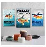 ตกแต่งบ้าน,Mindset คือทุกอย่าง,ฉลามปลาสร้างแรงบันดาลใจโปสเตอร์,สไตล์นอร์ดิก,เหมาะสำหรับห้องนั่งเล่นผนังศิลปะ,ภาพวาดผ้าใบ,พิมพ์ที่มีคุณภาพสูง