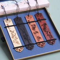 Wooden Bookmark Chinese Style Redwood 4 Seasons Pendant Retro Book Clip Metal Pagination Mark Student Gift Stationery Bookmark