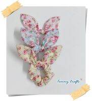 ยางรัดผมหูกระต่าย โดนัทรัดผม ผ้าคอตตอน ลายดอกไม้วินเทจ สีพาสเทล Bunny Ears cotton Hair scrunchies