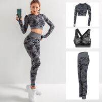 【Hot Sale】embellishembellishผู้หญิงยิม Set2 PieceSetBra และ Leggings วิ่งออกกำลังกายที่ไร้รอยต่อ WorkoutTights ผู้หญิง FitnessSuit