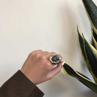 Eeseanlee เรซินแฟชั่นย้อนยุคสไตล์เกาหลี,แหวนทรงเรขาคณิตอัลลอยด์สีแหวนใส่นิ้วหินหลากสี
