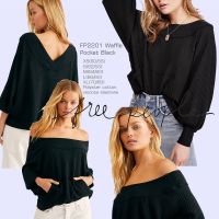 [6warna] Free PEOPLE 2201 เสื้อแขนยาว แต่งกระเป๋าวาฟเฟิล สําหรับผู้หญิง