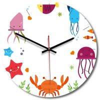 European creative childrens room decorative wall clock Living room bedroom acrylic printed clocks Quartz clock marine animals