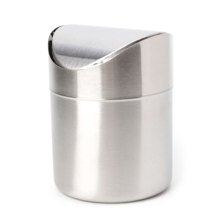 1pc Desktop Waste Containers Garbage Can Galvanized Trash Can with Lid  Desktop