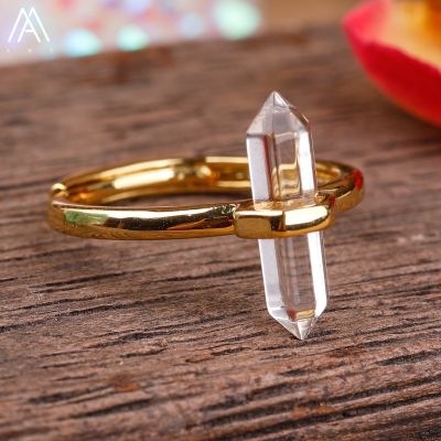 Luxury Women Hexagonal Stone Finger Rings Roses Ametysts Crystals Adjustable Rings Designer Ring Anniversary Wedding Jewelry