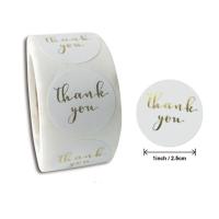 500pcs/Roll Thank you baking sticker Bronzing Transparent Round white label sticker Decorative packaging gift DIY sealing 25mm Stickers Labels