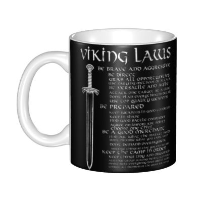 Personalized Viking Laws Scandinavian Warrior Sword Distressed Coffee Mugs DIY Valhalla Odin Ceramic Tea Milk Cups
