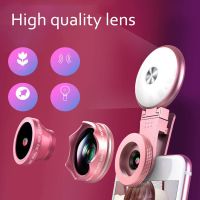 4 in 1 Professional Phone Camera Lens With Fill Light 15x Macro Camera Photo HD 150° Super Wide Angle Lens For All Smartphones Smartphone Lenses