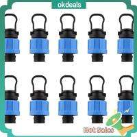 OKDEALS 10pcs สีฟ้าสีฟ้า เทปน้ำหยด 16มม. ปลั๊กล็อค แผ่นแปะแบบฝัง ฝาท้ายรถ คอลล่า