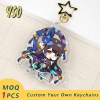 ✔ YSO Custom Logo Acrylic Keychain Cartoon Pendant Photo Flash Transparent Charm Printing Personality Holographic Anime Key Chains