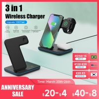 ZZOOI 3 in 1 Wireless Charger Stand 15W Qi Fast Charging Dock Station for Apple Watch iWatch S8 AirPods Pro For iPhone 14 13 12 XS XR