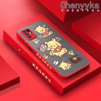 เคส Chenyyka สำหรับ Infinix เคส X682C 10 X682B ลายการ์ตูนวินนี่มีน้ำค้างแข็งโปร่งใสช้อนส้อมมีดหมีพูห์แข็งลายขอบสี่เหลี่ยมด้านข้างเคสนิ่มป้องกันกล้องปลอกซิลิโคนกันกระแทก