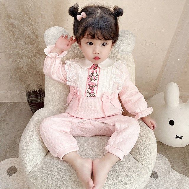 ชุดบอดี้สูทสําหรับเด็กทารกผู้หญิงแขนยาวลายดอกไม้-onesies-cv-897