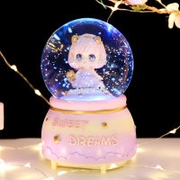 Crystal Ball Music Box Clockwork Snow Girl Heart Music Box Female Children Birthday Gift Little Princess Girl