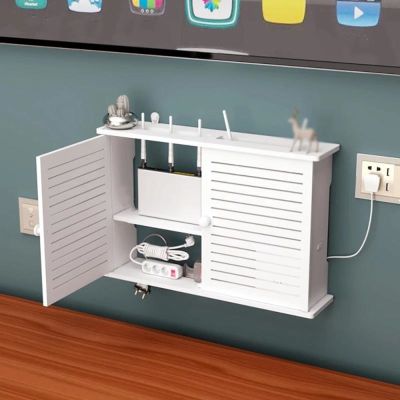 【YF】 Large Wifi Router Shelf Storage Boxes Cable Wire Bracket Wood-Plastic Wall Hanging Plug Board