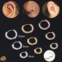 JIEYONGRANL 1PC 6/8/10mm Daith Conch Snug ซิลเวอร์ โกลด์ โรสโกลด์ CZ เจาะหู แหวนจมูก เครื่องประดับร่างกาย ต่างหูฮักกี้ฮูป