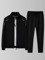 onlcicn Two Piece Outfits For Men, Men Classic Design Zipper Up Jacket And Sweatpants Drawstring Pants