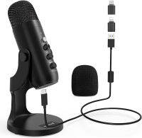 ZealSound USB Microphone,Condenser Computer PC Mic,Plug&amp;Play Gaming Microphones for PS 4&amp;5.Headphone Output&amp;Volume Control,Mic Gain Control,Mute Button for Vocal,YouTube Podcast on Mac&amp;Windows(Black)