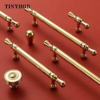 Luxury Glossy Gold Solid Brass Handles Cabinet Knobs Cupboard Handles Chrome Furniture Hardware Light Silver Drawer Pull