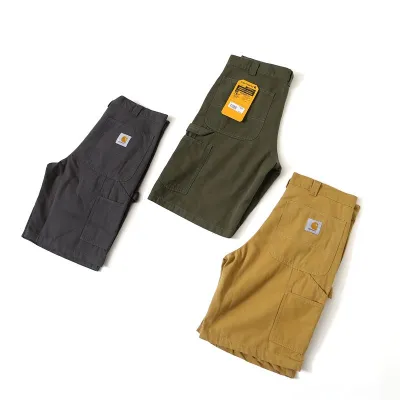 Carhartt กางเกงขาสั้น22Ss สำหรับผู้ชายป้ายโลโก้ฤดูใบไม้ผลิและฤดูร้อนคลาสสิค