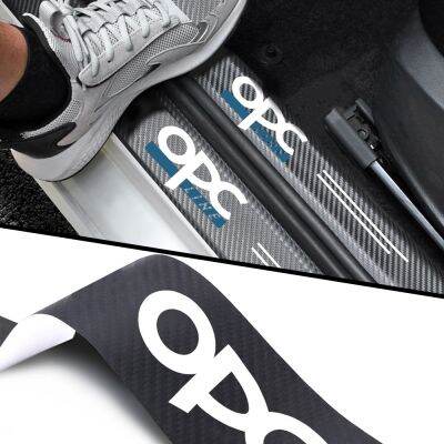 【CC】 Car Door Sill Protector Sticker Leather Carbon for OPC h g j k f Zafira a b c d Mokkav Insignia