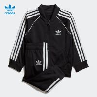 Adidasเสื้อแจ็คเก็ตซิป + กางเกงขายาวเด็กชายและเด็กหญิงน่ารักใส่สบาย（ของเด็กทั้งชุด）