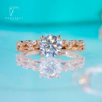 FENTTECI S925เงินสเตอร์ลิง Moissanite แหวน Twisted Arm Rose Gold Vine แหวนคู่หวานข้อเสนอของขวัญผู้หญิงงานแต่งงาน