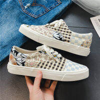 New With Printing Low-top Canvas Shoes For Men Vulcanized Sneakers for Teens Original Graffiti Flat Skateboard Shoes Man Size 44