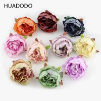 【CC】 HUADODO 10 pieces 5cm flower head silk Artificial Flowers Wedding Decoration Wreath Fake