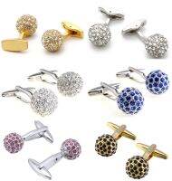 gjhjjFGFGvvv 10คู่/ล็อต3D สีดำสีขาวสีชมพูลูกบอลคริสตัลกระดุมข้อมือ Cufflinks กระดุมข้อมือเสื้อติดเครื่องประดับงานแต่งขายส่ง