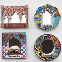 ♝◙ Fridge Magnet Souvenir Granada Spain Oman Hand Painted Resin Refrigerator Magnets Sticker Country Travel Craft Home Decor Gifts