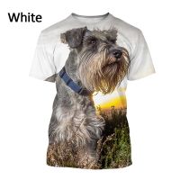 แฟชั่นใหม่ Schnauzer สัตว์สุนัขพิมพ์แขนสั้นเสื้อยืดผู้ชายและผู้หญิงตลกน่ารักลูกสุนัขถนนด้านบน