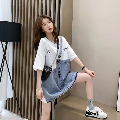 Short sleeve T-shirt womens fashion long half-sleeve T-shirt womens cover flesh loose fashion street top small suit looks thin