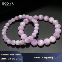 BODIYA สร้อยข้อมือ Spodumene สีม่วงธรรมชาติสร้อยข้อมือคริสตัลสีม่วง Cat S Eye Spodumene แฟชั่น Jewelry