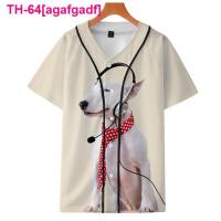 agafgadf Moda masculina verão camisa de beisebol สัตว์ cão 3d impresso unisex Rua Casual esportes มังงะ curta