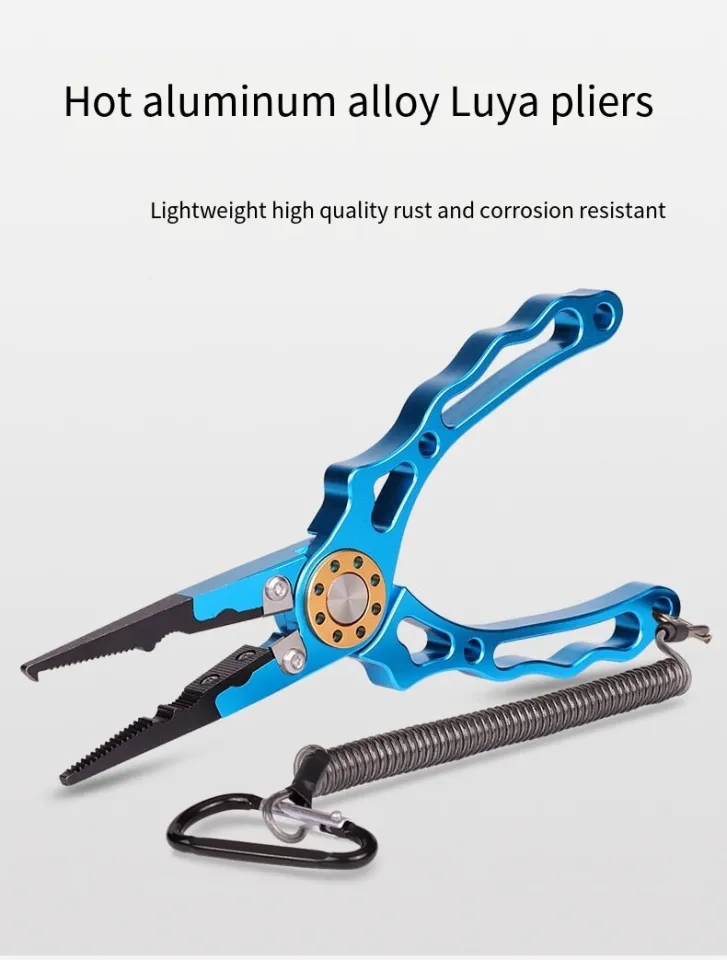 Aluminum Fishing Pliers for Fishing Line Cut and Hooks Remove with Coiled  Lanyard and Belt Holder Sheath