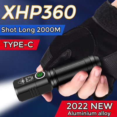 New XHP90.2 Mini LED Torch Type-c Rechargeable Aluminum Alloy Flashlight Zoomable lamp Built-in Battery Camping Hunting Lighting