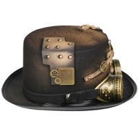 【Explosion umbrella】 Steampunk หมวกด้านบนพร้อมแว่นตาสำหรับ MenBowler หมวกด้านบนเครื่องแต่งกายพรรค Dropship