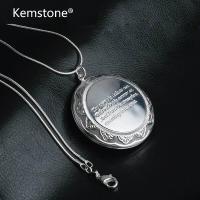Kemstone Gold/Silver Plated Classical Marine Photos Box with Romantic Sentence Pendant Necklace Jewelry for Women