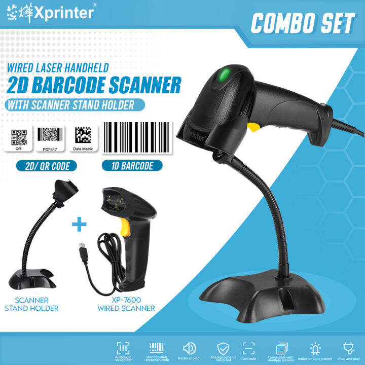 Xprinter Combo set Xp-7600 Portable Wired 2D Barcode Scanner + scanner ...