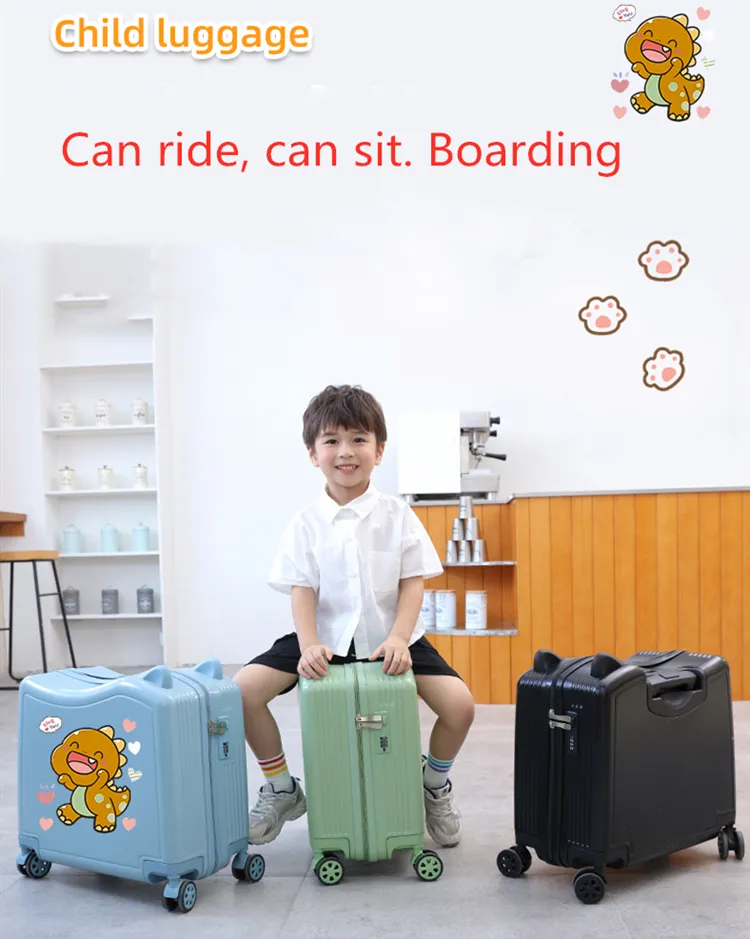 24 Inch Children's Ride On Trolley Luggage, Portable Universal Wheel  Luggage, Waterproof Unisex Boys Girls Travel Suitcase with Lock Rideable  Luggage